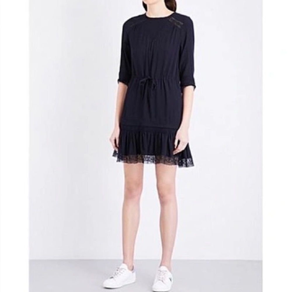 MAJE Ronsard Crepe Mini Dress In Nuit size 1